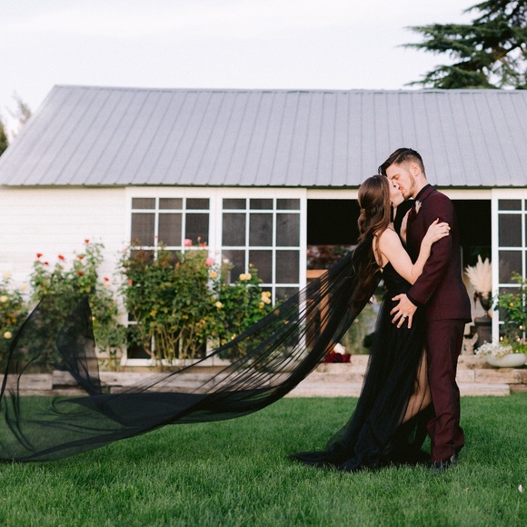 NWT Wedding Veil Cape Handmade Black White blush bride bridal wedding day main image 7